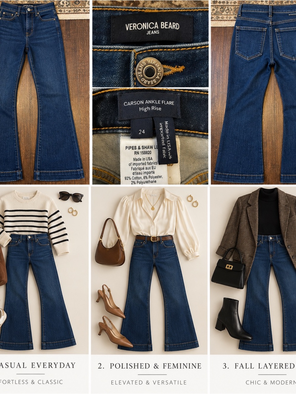 Veronica Beard Indigo Blue High-Rise Ankle Flare Jeans